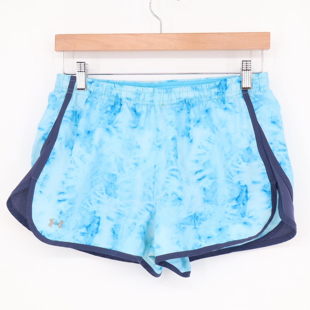 Under Armour Shorts Womens SM HeatGear Fitted Blue Tie Dye Athletic Good